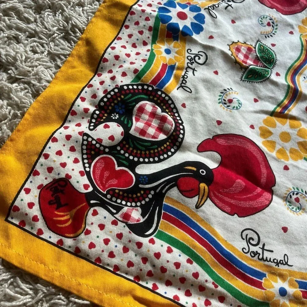 Vintage Portugal Souvenir Tea Kitchen Towel 100% Cotton Colorful Vintage 27x25